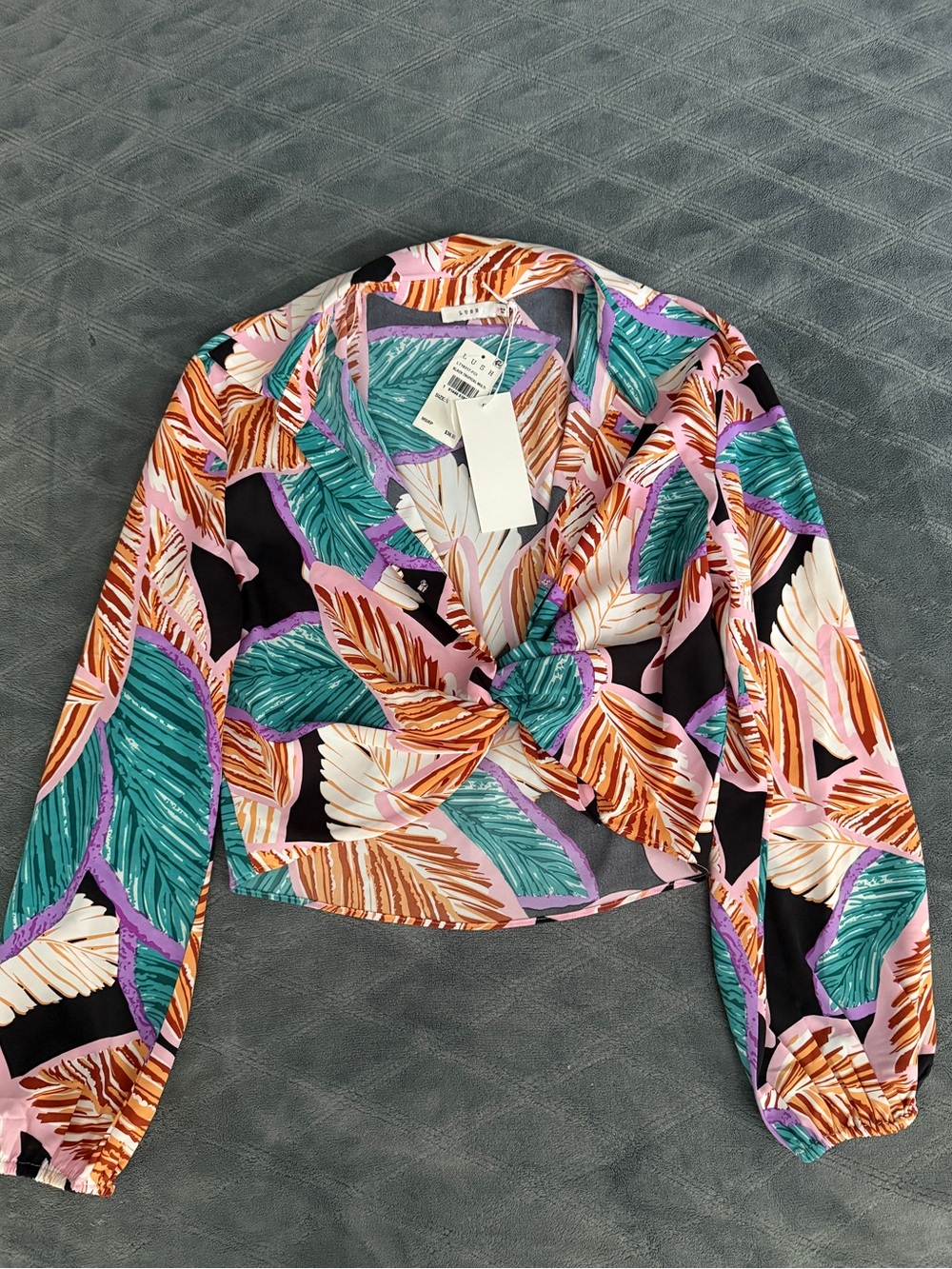 NWT Lush tropical print long sleeves top